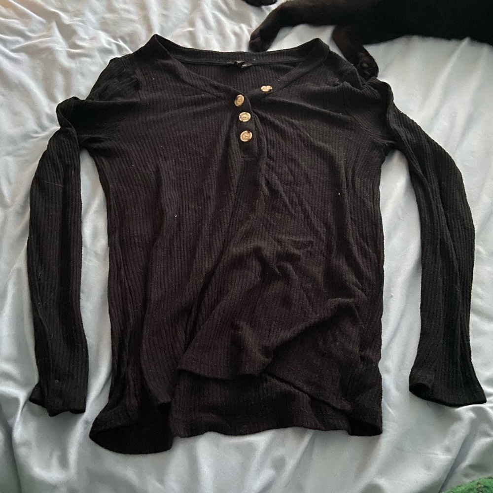 Black Button-Up Women's Top